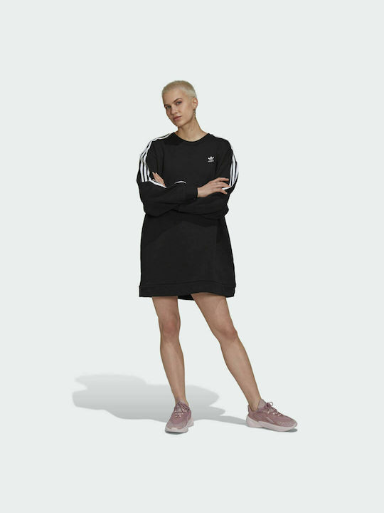 Adidas Adicolor Classics Mini Μακρυμάνικο Αθλητικό Φόρεμα Μαύρο