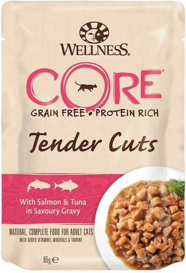 Wellness Core Υγρή Τροφή για Ενήλικες Γάτες σε Φακελάκι με Σολομό και Τόνο χωρίς Σιτηρά 85gr