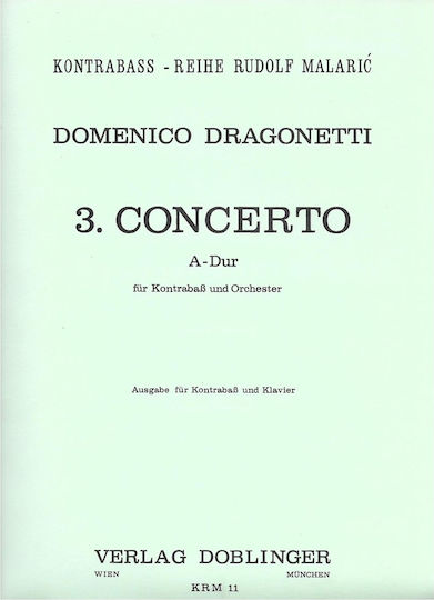 Doblinger Dragonetti Concerto Nr.3 In A Major Παρτιτούρα για Ορχήστρα / Πιάνο