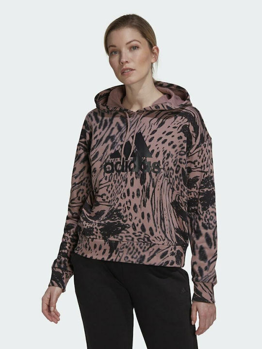 Future Icons Langes Damen Sweatshirt French Terry mit Kapuze Braun