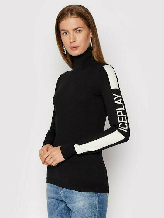 Ice Play Winter Women's Blouse Turtleneck Long Sleeve Black