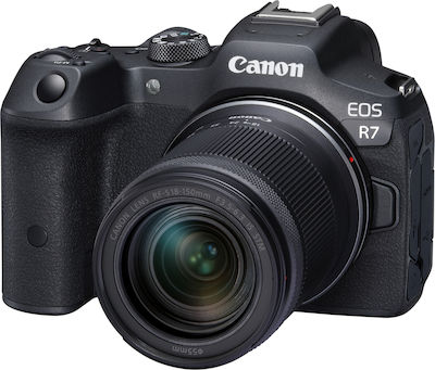 Canon Mirrorless Φωτογραφική Μηχανή EOS R7 Crop Frame Kit (EF-M 18-150mm F3.5-6.3 IS STM + EF-EOS R Adapter) Black