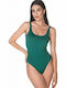 One-Piece Swimsuit with Padding & Open Back Green