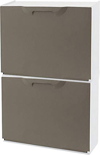 Plastik Schuhschrank Unika mit 2 Regalen Grey / Brown L51xW17.3xH82cm