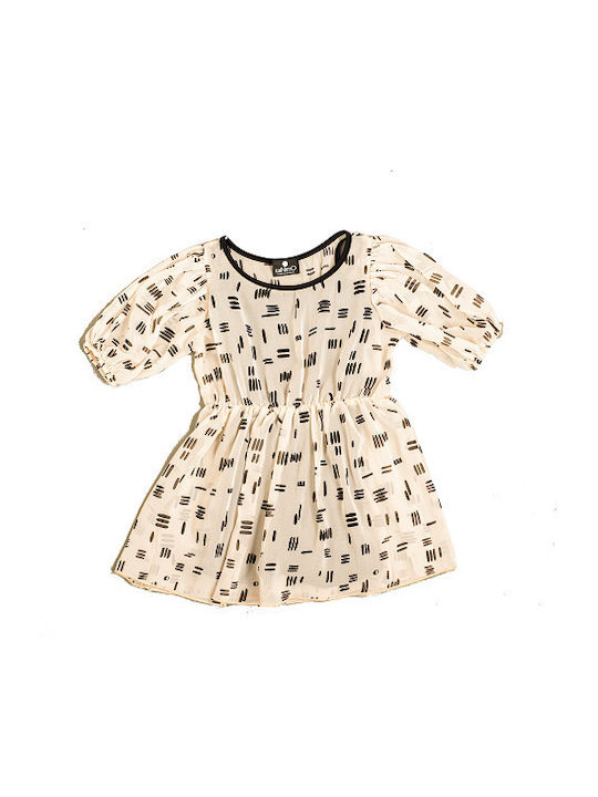Minimo Παιδικό Φόρεμα Σετ με Μπλούζα Κοντομάνικο Εκρού