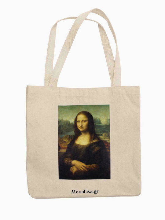 Loqi Mona Lisa Υφασμάτινη Τσάντα για Ψώνια σε Μπεζ χρώμα