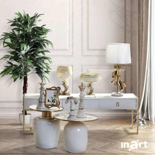 Inart Πορτατίφ με Λευκό Καπέλο και Χρυσή Βάση