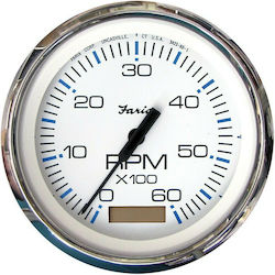 Faria Ches. White SS 6000RPM tachometer/chronometer with electronic hour meter