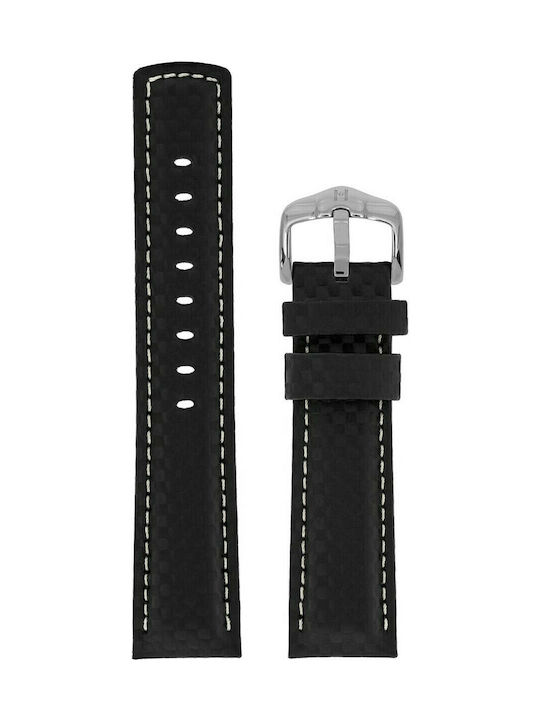 Hirsch Carbon Δερμάτινο Λουράκι Μαύρο 20mm