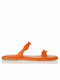 Sante Leather Women's Flat Sandals In Orange Colour