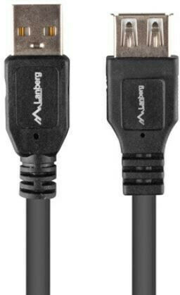 Lanberg USB 2.0 Cable USB-A male - USB-A female Μαύρο 1.8m (CA-USBE-15CU-0018-BK)