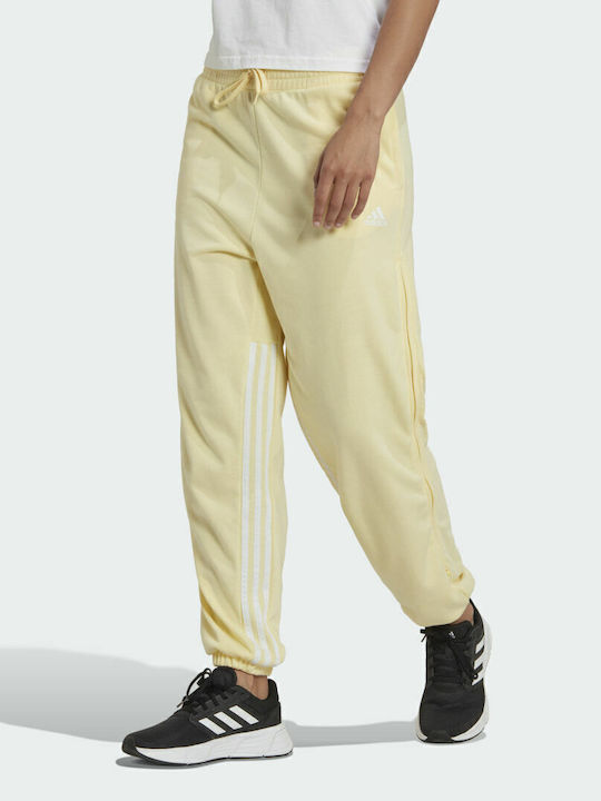 adidas Hyperglam 3-Stripes Παντελόνι Φόρμας Almost Yellow/White