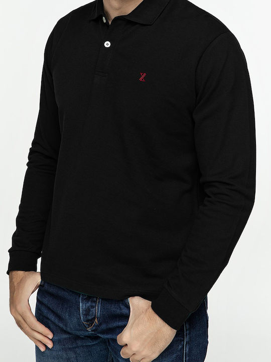 Santa Polo Pique Basic with Long Sleeve - Black