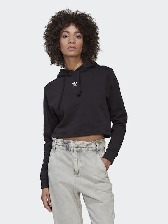 Adidas Adicolor Essentials Women's Cropped Hooded Fleece Sweatshirt Black