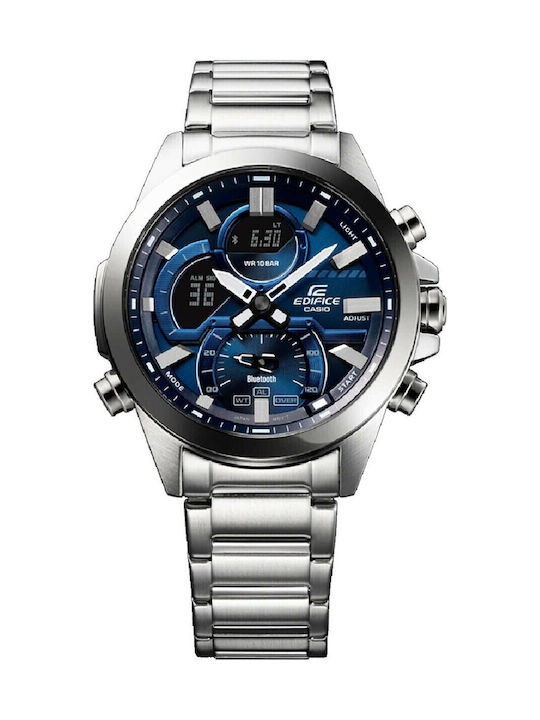Casio Edifice Analog/Digital Men's Watch 48mm Chronograph Battery with Silver Metal Bracelet