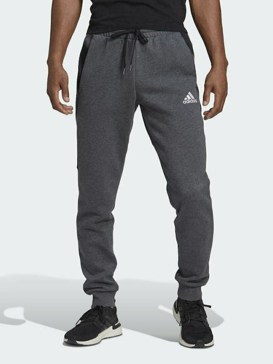 Adidas Essentials Παντελόνι Φόρμας με Λάστιχο Fleece Dark Grey Heather