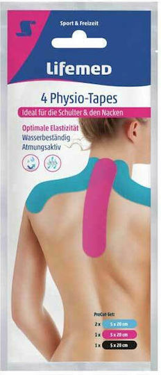 Lifemed LifeMed Set Of 4 Kinesiology Tapes 2x Blue 1x Black & 1x Pink Kinesiology Tapes 5x20cm 4 Pieces
