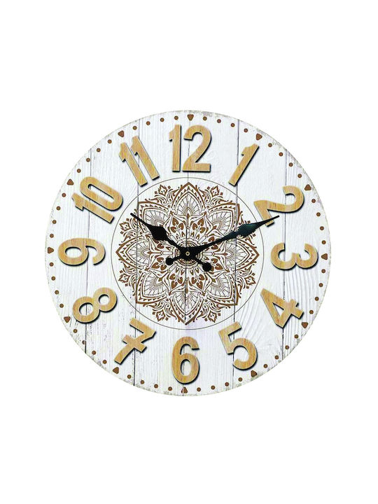 ArteLibre Wall Clock Wooden Beige Ø34cm