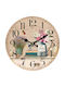 ArteLibre Wall Clock Wooden Beige Ø34cm