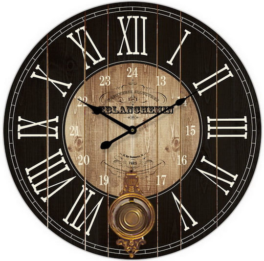ArteLibre Hlck Antique Wall Clock Wooden Black Ø58cm