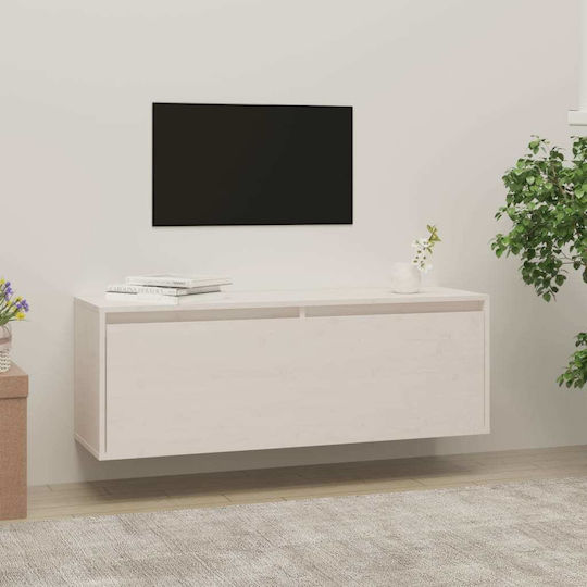 Hanging Living Room Cabinet Made of Solid Wood White 100x30x35cm