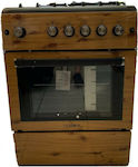 Calfer Gas Wood Κουζίνα Υγραερίου 64lt με Εστίες Υγραερίου Π60εκ. Καφέ