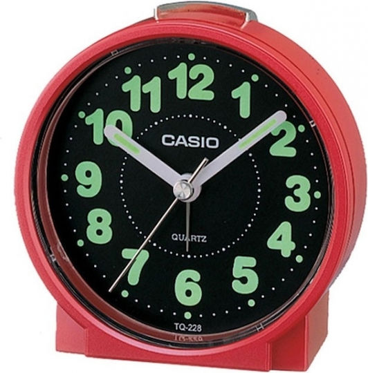 Casio Επιτραπέζιο Ρολόι με Δείκτες με Ξυπνητήρι Κόκκινο TQ-228-4DF
