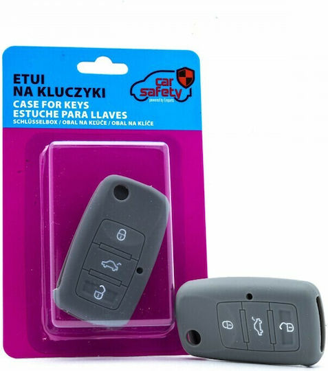 Θήκη Κλειδιού Car Safety από Σιλικόνη με 3 Κουμπιά για Seat / Skoda / VW σε Γκρι Χρώμα
