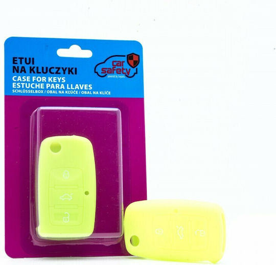 Silicone Car Key Cover Case Car Safety with 3 Buttons for Seat / Skoda / VW Green