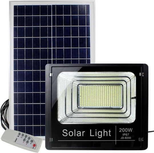 Fineblue Στεγανός Ηλιακός Προβολέας LED 200W Ψυχρό Λευκό 6000K με Τηλεχειριστήριο IP67