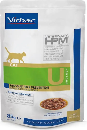 Virbac Veterinary HPM Urology Dissolution & Prevention Nassfutter für Katzen in Beutel mit Leber, Huhn und Kartoffeln 85gr