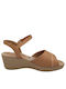 Piccadilly Anatomic Women's Leather Ankle Strap Platforms Beige