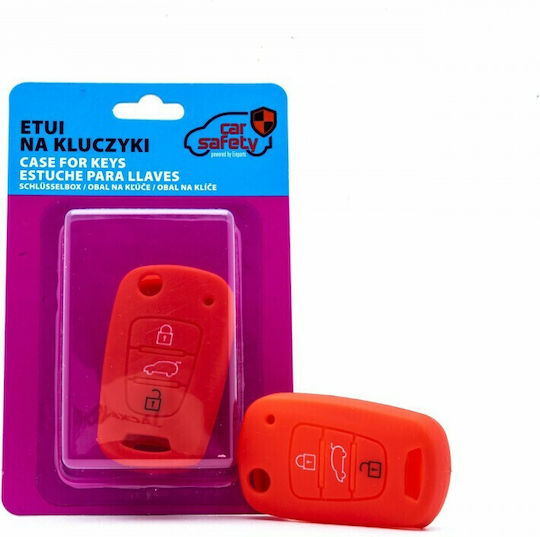 Silicone Car Key Cover Case Car Safety with 3 Buttons for Hyundai / Kia Red