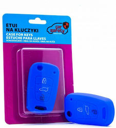 Silicone Car Key Cover Case Car Safety with 3 Buttons for Hyundai / Kia Blue