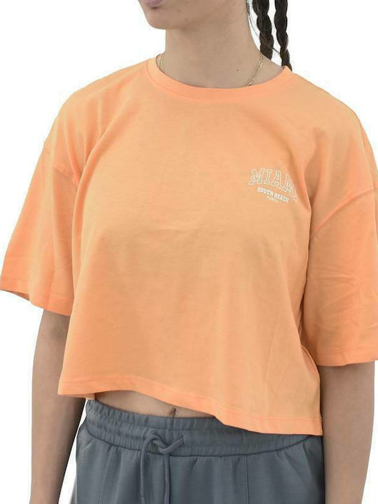 Only Women's Summer Crop Top Cotton Short Sleeve Pumpkin