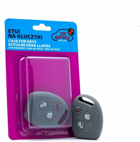 Θήκη Κλειδιού Car Safety από Silikon με 3 Κουμπιά για Auto σε Gray Χρώμα
