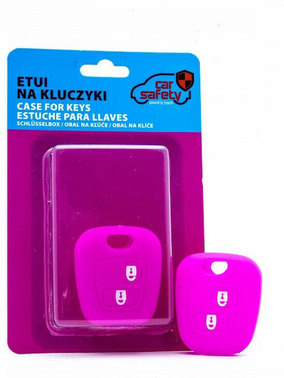 Silicone Car Key Cover Case Car Safety with 2 Buttons for Citroen / Peugeot / Toyota Pink