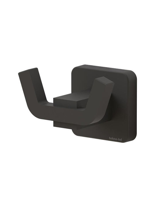 Tekno-Tel Cârlig Dublu De Baie Cu Șuruburi 18x6cm Negru