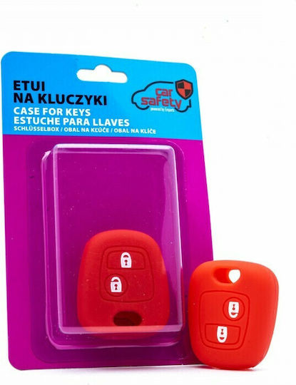 Husă Pentru Cheie Auto Car Safety Din Silicon Cu 2 Butoane Pentru Citroen Peugeot Toyota În Culoare Roșie