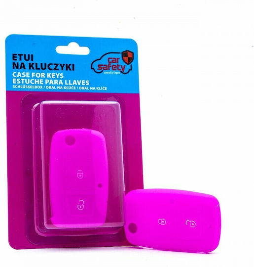 Θήκη Κλειδιού Car Safety από Σιλικόνη με 3 Κουμπιά για Seat / Skoda / VW σε Ροζ Χρώμα