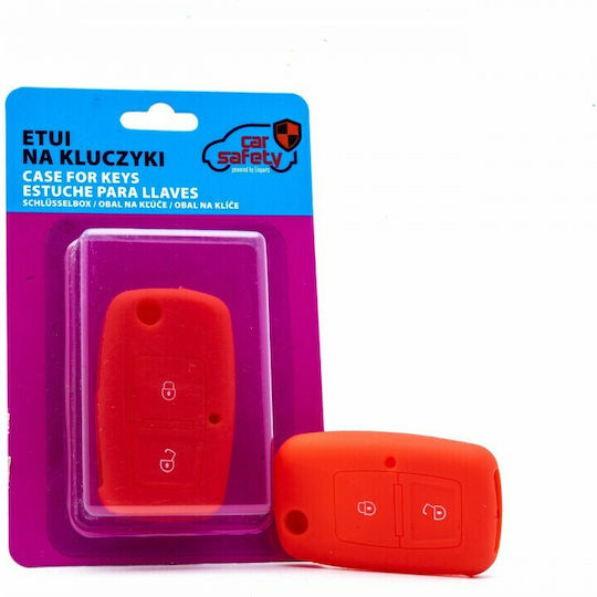 Husă Pentru Cheie Auto Car Safety Din Silicon Cu 3 Butoane Pentru Seat Skoda VW În Culoare Roșie