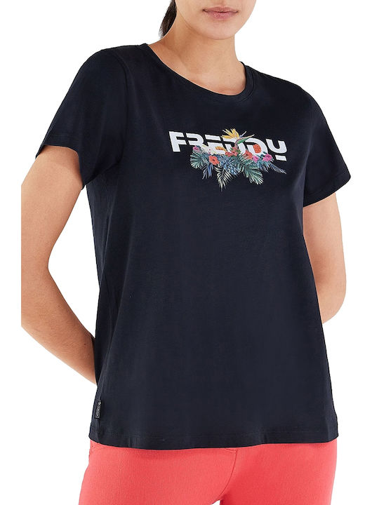 Freddy Γυναικείο T-shirt Μαύρο με Στάμπα