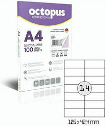 Octopus 1400 Etichete autoadezive A4 Dreptunghiulare Universal Octopus 105x42.4mm Octopus 1400 Etichete autoadezive A4 Dreptunghiulare Universal Octopus 105x42.4mm