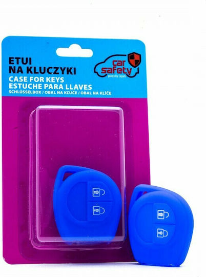 Silicone Car Key Cover Case Car Safety with 2 Buttons for Fiat / Opel / Suzuki Blue