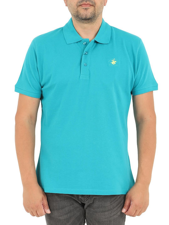 Beverly Hills Polo Club Men's Short Sleeve Blouse Polo Turquoise