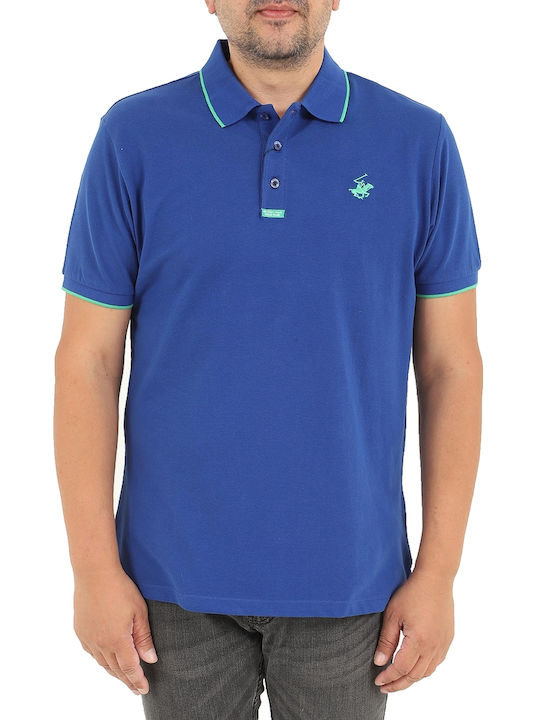 Beverly Hills Polo Club Men's Short Sleeve Blouse Polo Blue