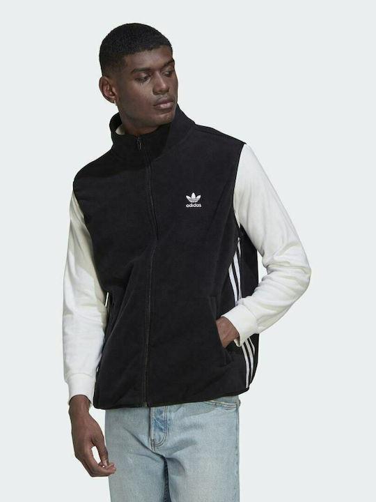 Adidas Adicolor 3-Stripes Ανδρική Ζακέτα Fleece με Φερμουάρ Μαύρη