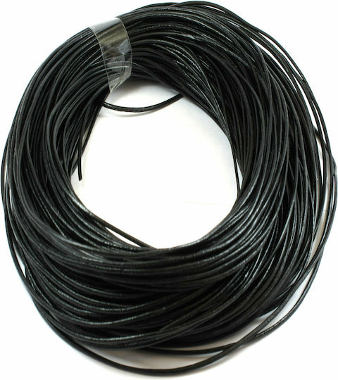 Lace Leather Round Black 1mm x 1m