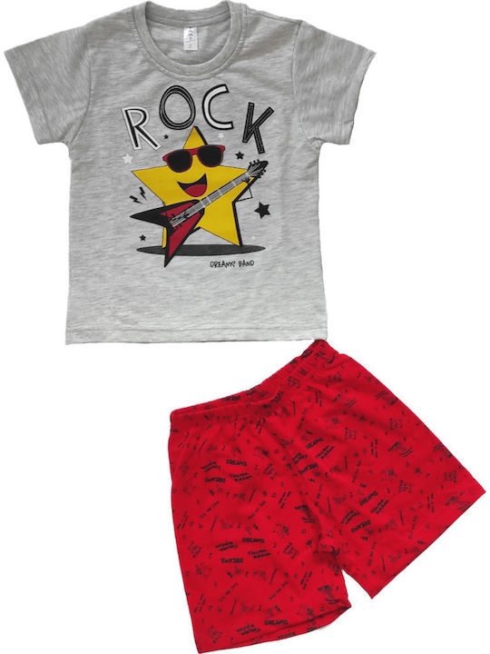 Dreams by Joyce Παιδική Πιτζάμα Καλοκαιρινή Γκρι Rock Star