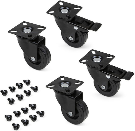 Emuca Furniture Wheel made of Plastic in Black Color 5cm 4pcs